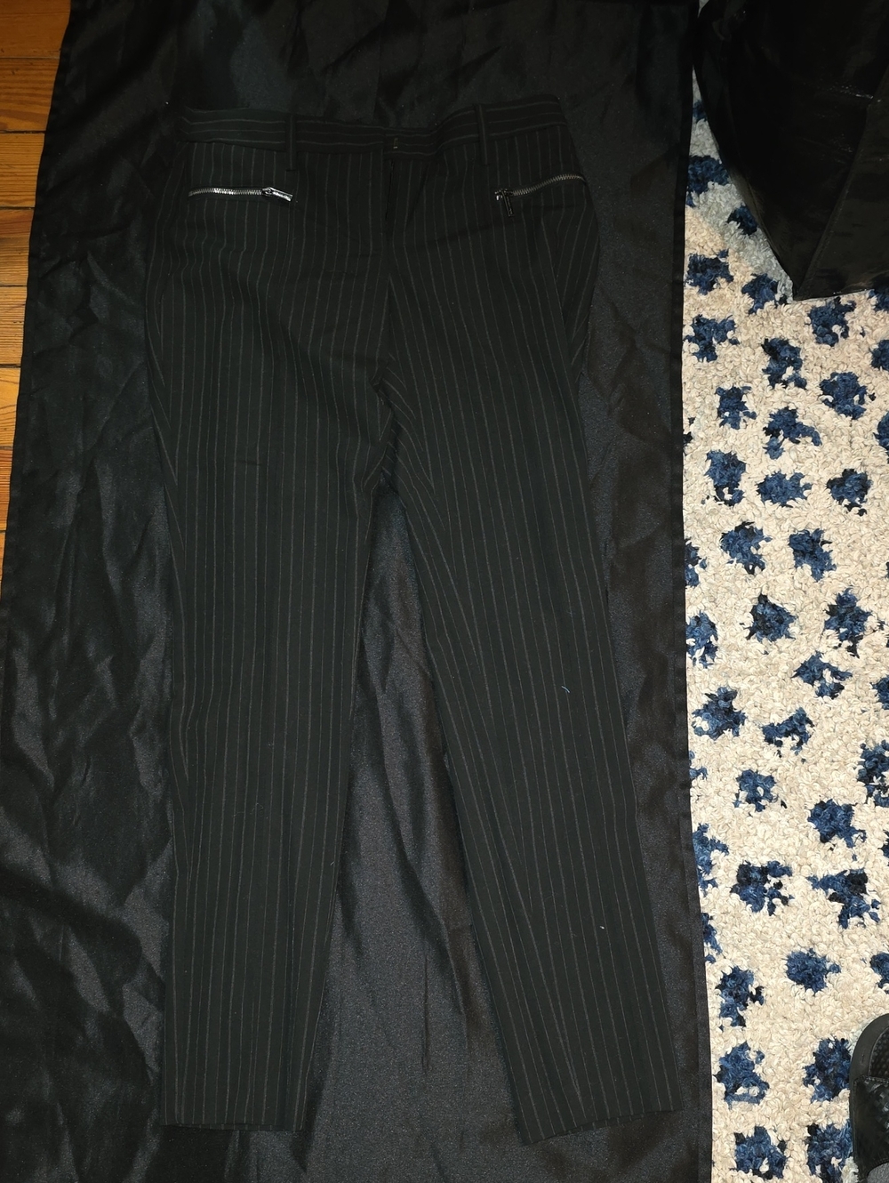 Michael Kors Black Pinstripe Dress Pants with Zipper Pockets